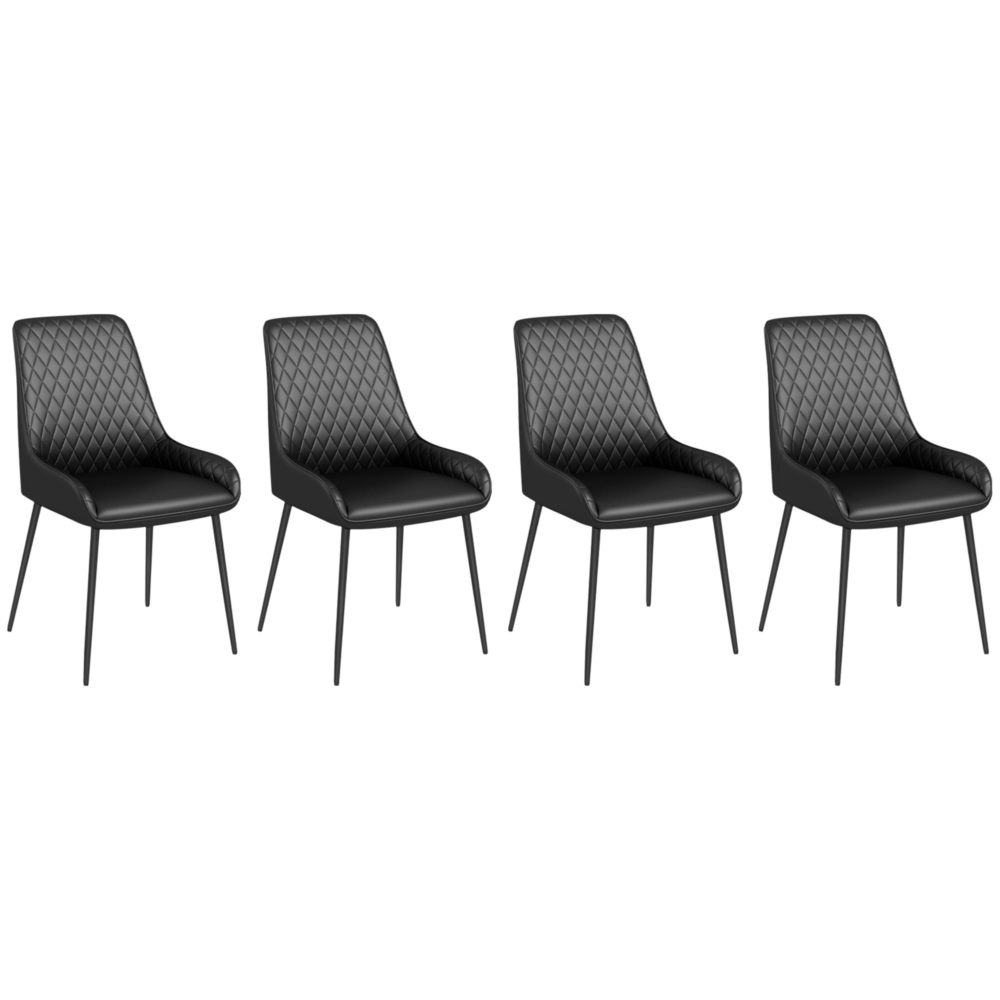 DUMOS Set 4 Sedie Da Pranzo In Pelle PU - Design Metà Secolo, Gambe In Metallo, Fino A 125kg - 2
