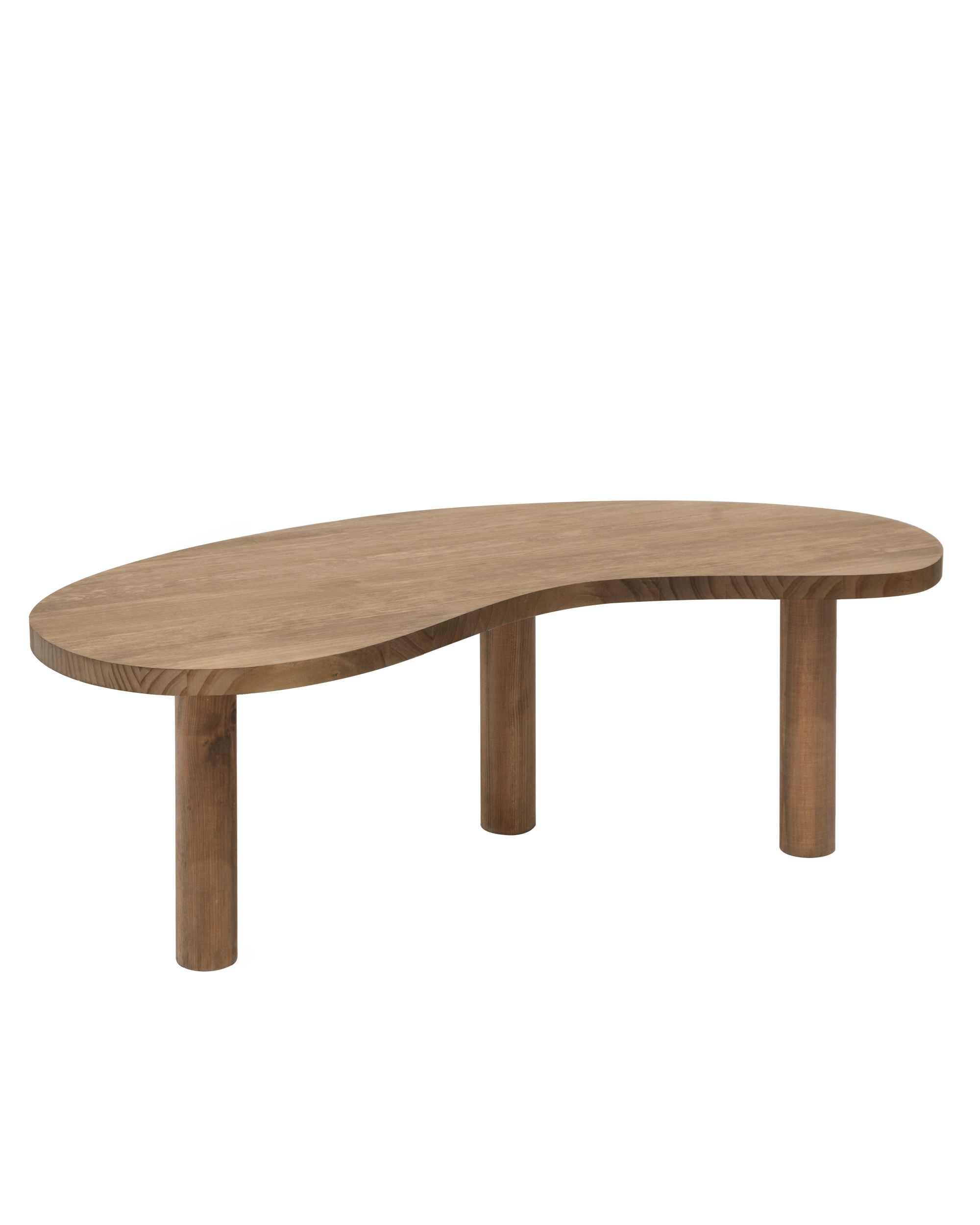 Table Basse En Bois Massif De Forme Organique Decowood Avec Trois Pieds Couleur Chêne Foncé 0792