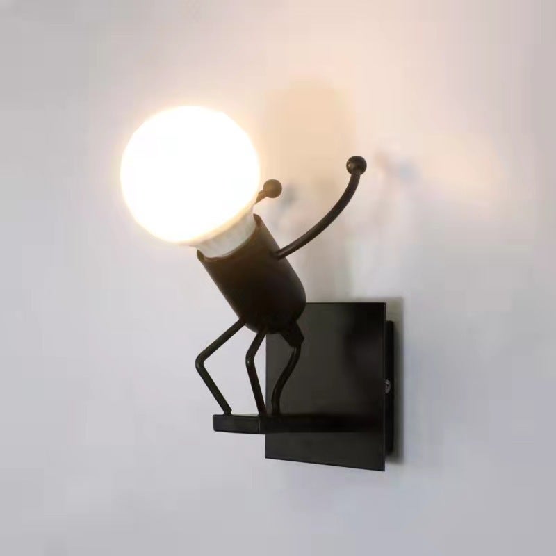 Mała lampa ścienna w kształcie figurki z żelaza, lampa dekoracyjna do domu, lampka nocna E27, lampa wewnętrzna, bez żarówki