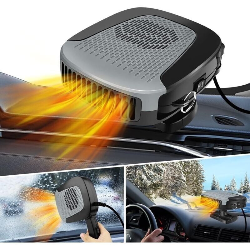 Przenośny grzejnik samochodowy 12 V 150 W, wentylator, rozmrażacz, odmgławiacz, obrotowy grzejnik 360° i kabel do zapalniczki o długości 1,5 m
