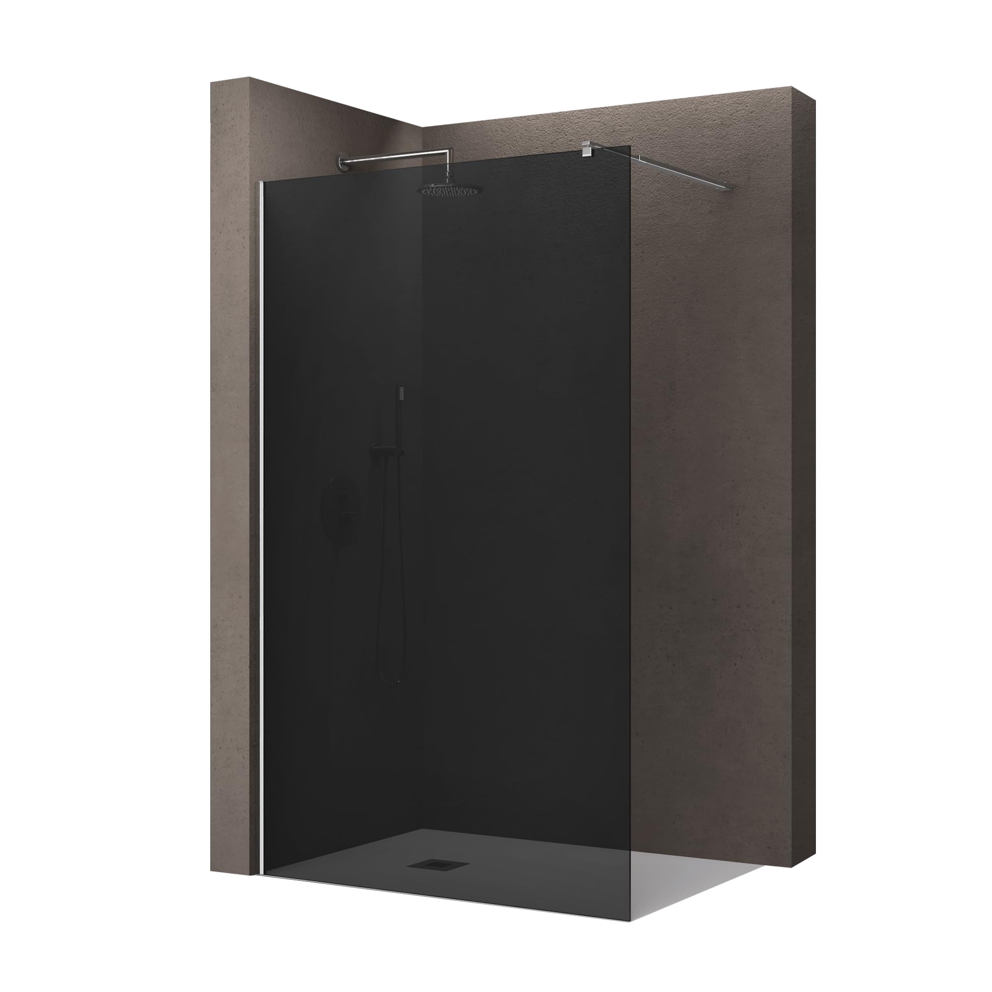 Doporro Paroi De Douche à L'italienne 140cm Pare-douche Avec Stabilisateur Rond Noir Verre De Securite 10mm Revetement Nano 140x200cm Bremen02bl 93037326