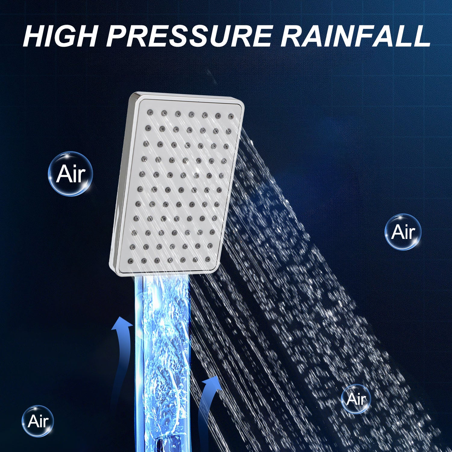 Panel de Columna de Ducha Hidromasaje LED Acero Inoxidable 5 funciones (Rociador de cascada y lluvia, ducha de mano, chorros de masaje, etc.) - A - 6