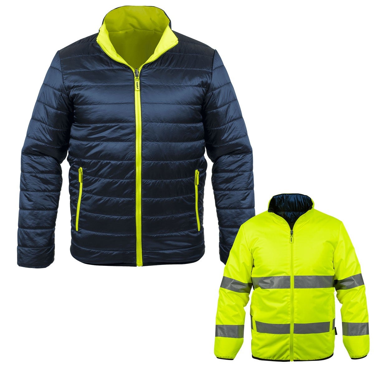 Veste de securite Hiver haute visibilite Taille M Reversible Jaune noir 2en1Bandes reflechissantes VITO Dual Leroy Merlin