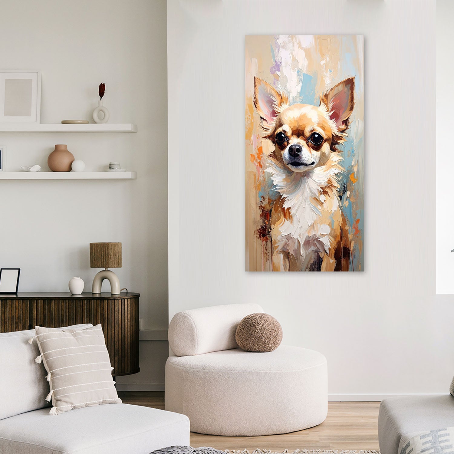 Impression sur Toile Chien Chihuahua Animal Beige 40x80 - 2