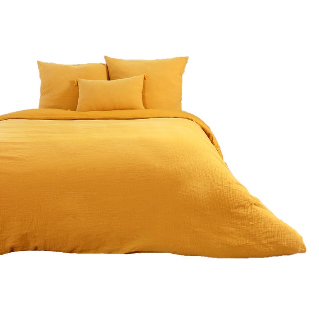 Parure de lit - Double gaze de coton - 220 x 240 cm - Or