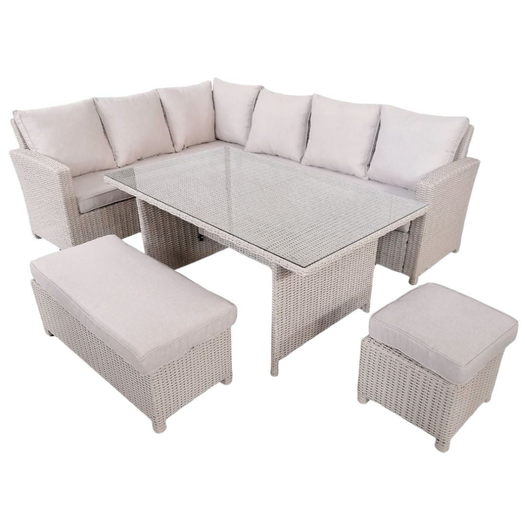 Conjunto de jardín Bonn 9 plazas en ratán sintético gris perla con sofá, sillones, mesa y 1 banqueta - 2