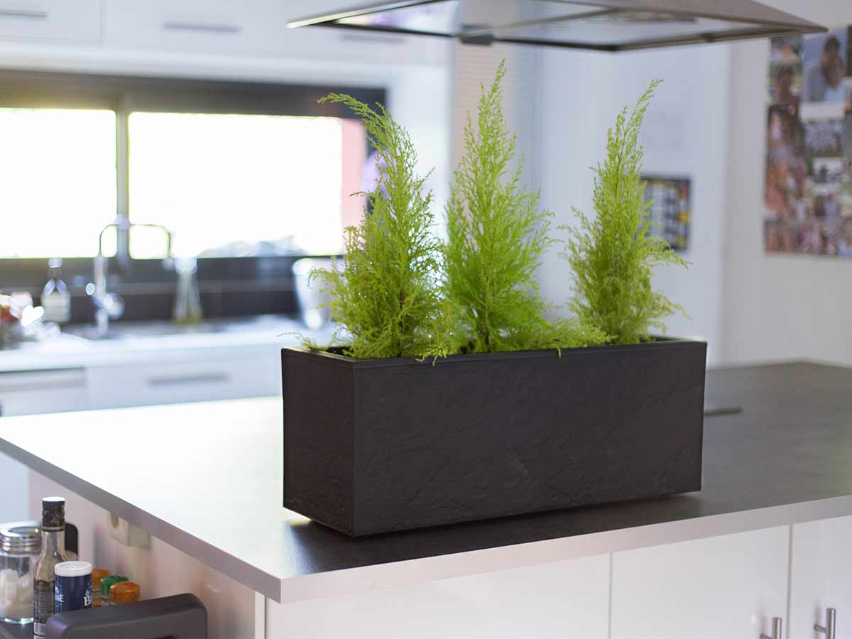 Balconnière rectangulaire Volcania Up effet pierre 25 L Anthracite - Eda - 2