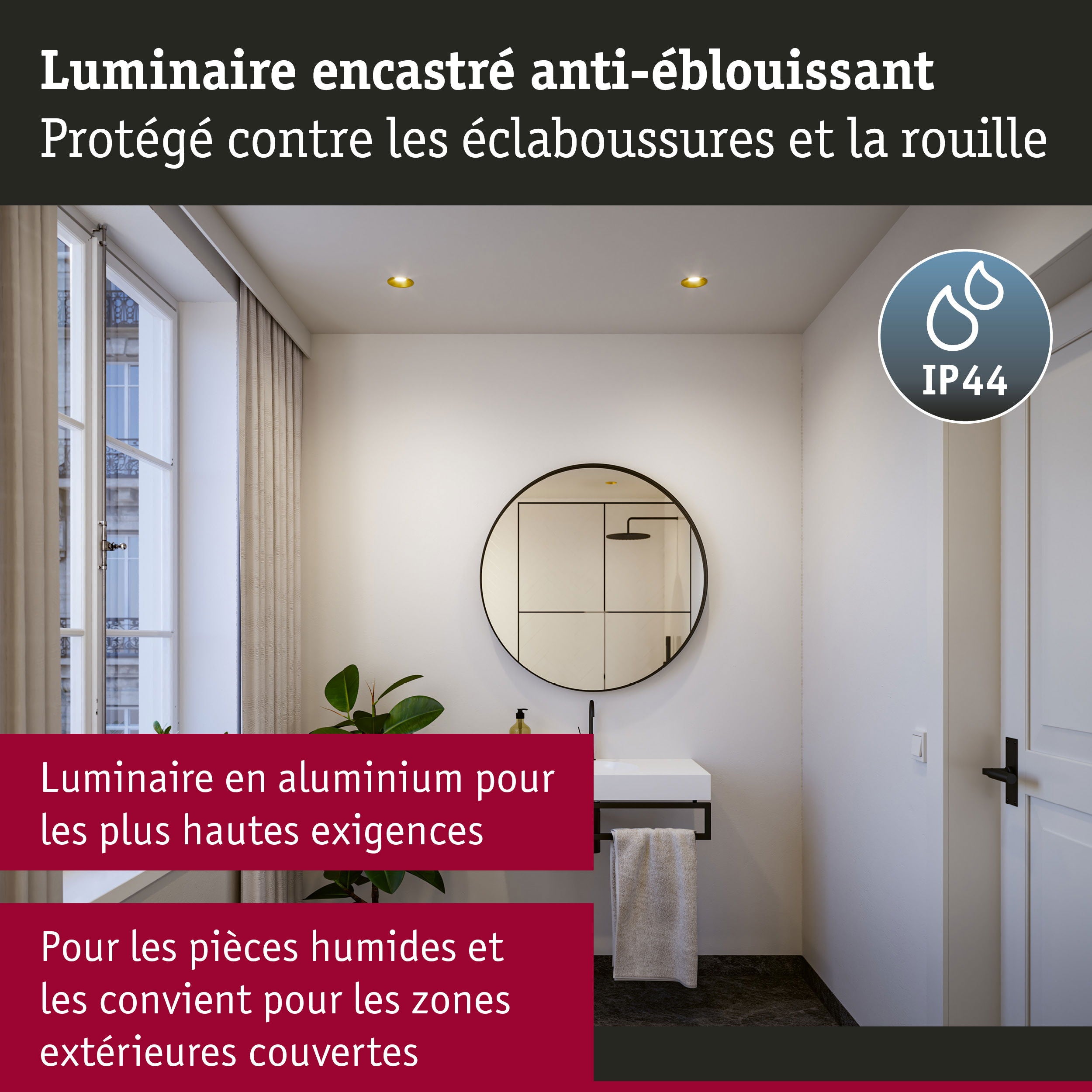 Spot encastré LED 3-Step-Dim Cole Coin Kit de 6 IP44 rond 88 mm Coin 6x6W 6x470lm 230V gradable 2700K Doré mat - 7