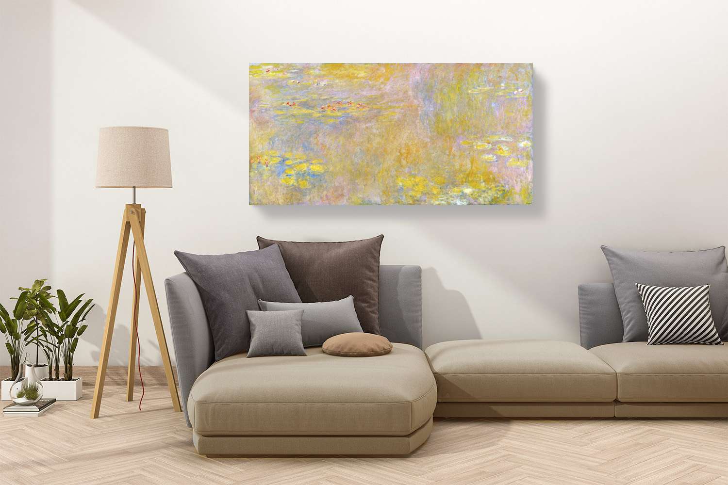 Peinture, impression sur toile - Claude Monet, Nymphéas (Nirvana jaune) - 100x50 cm - 2