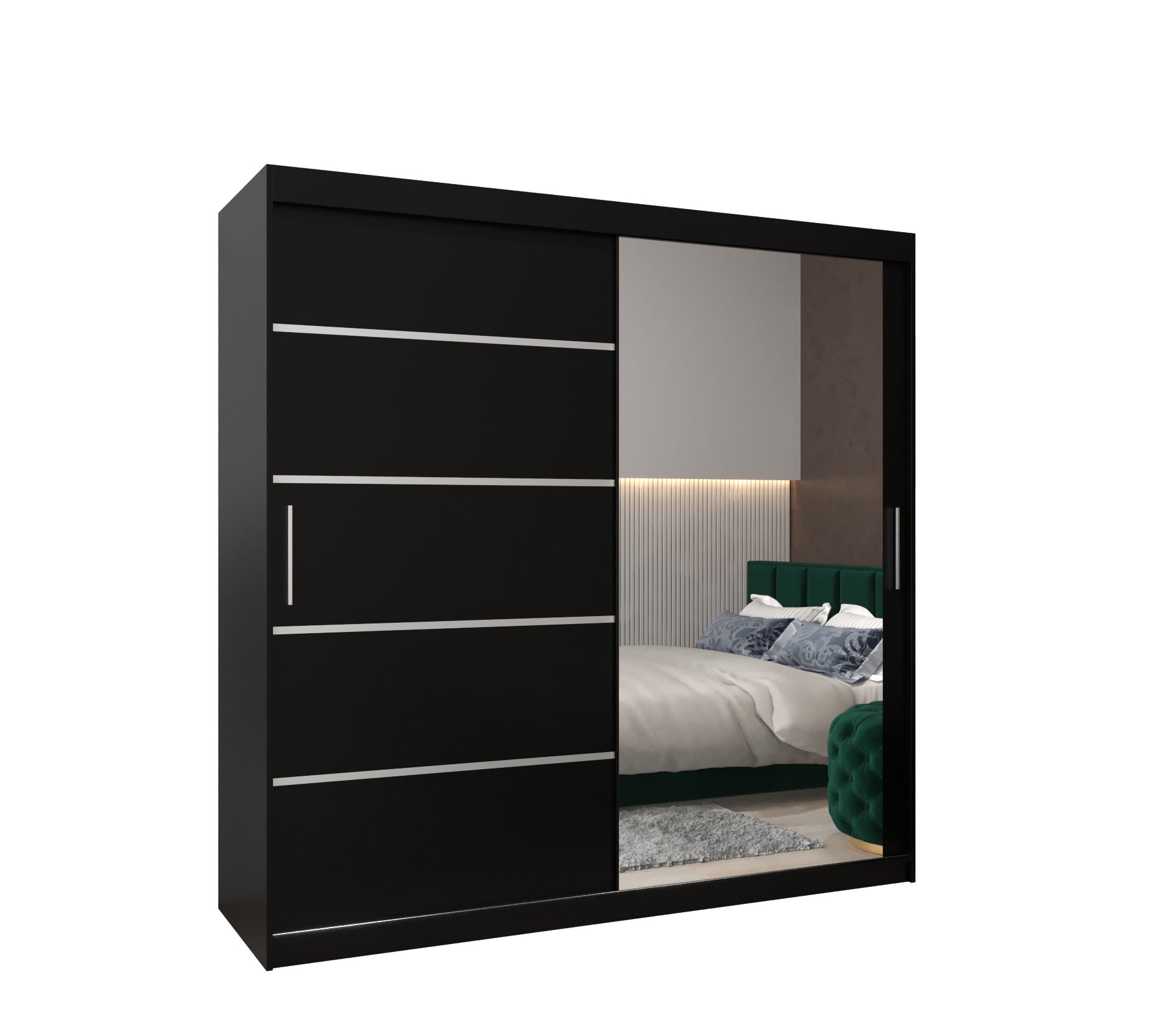 Szafa przesuwna garderoba Verona 2 200 x 62 x 200 cm Czarny + Czarny - Abiks Meble