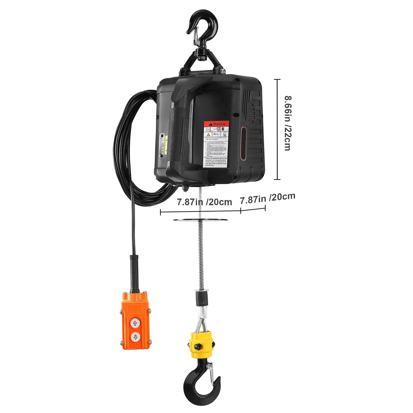 2-in-1 Treuil électrique SucceBuy 1100 lbs Capacité de levage, 1500W portable, 22,9 ft Hauteur, Télécommande câblée. Idéal pour le levage - 2