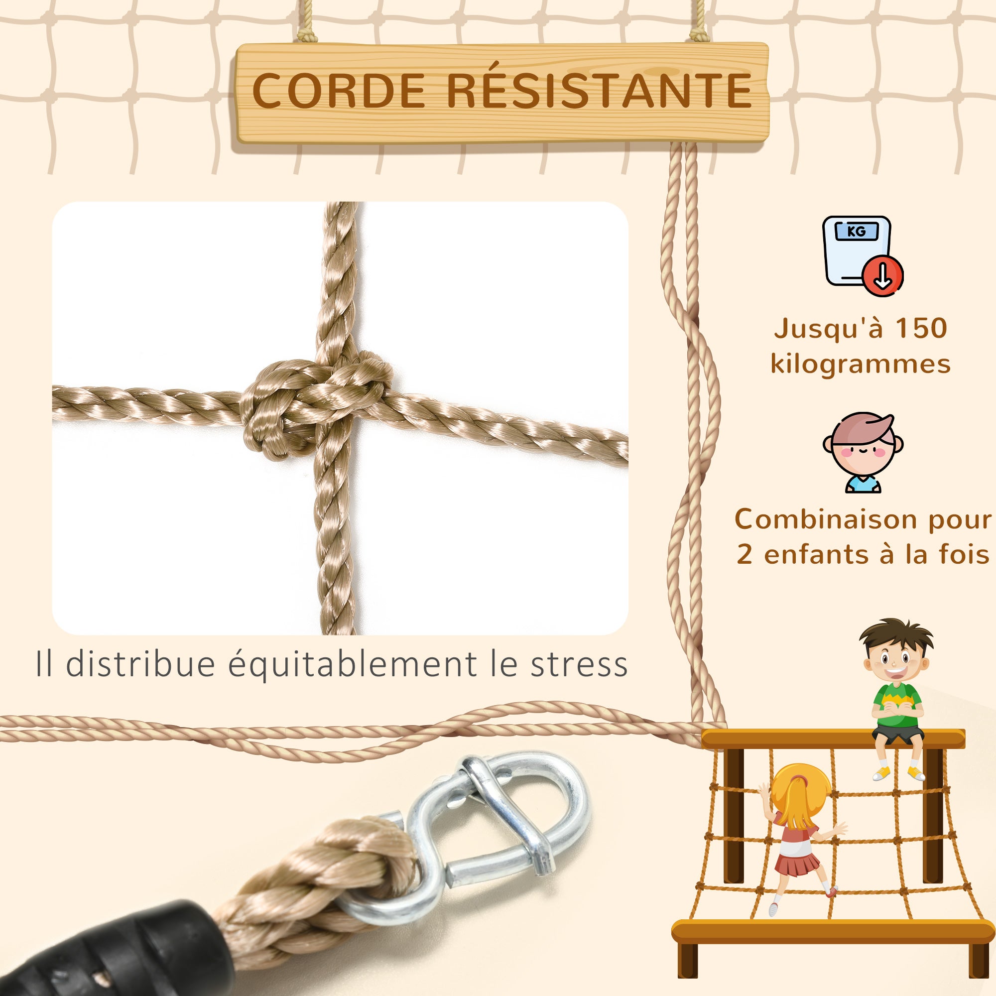 Filet d'escalade pour enfants PE Outsunny - 6