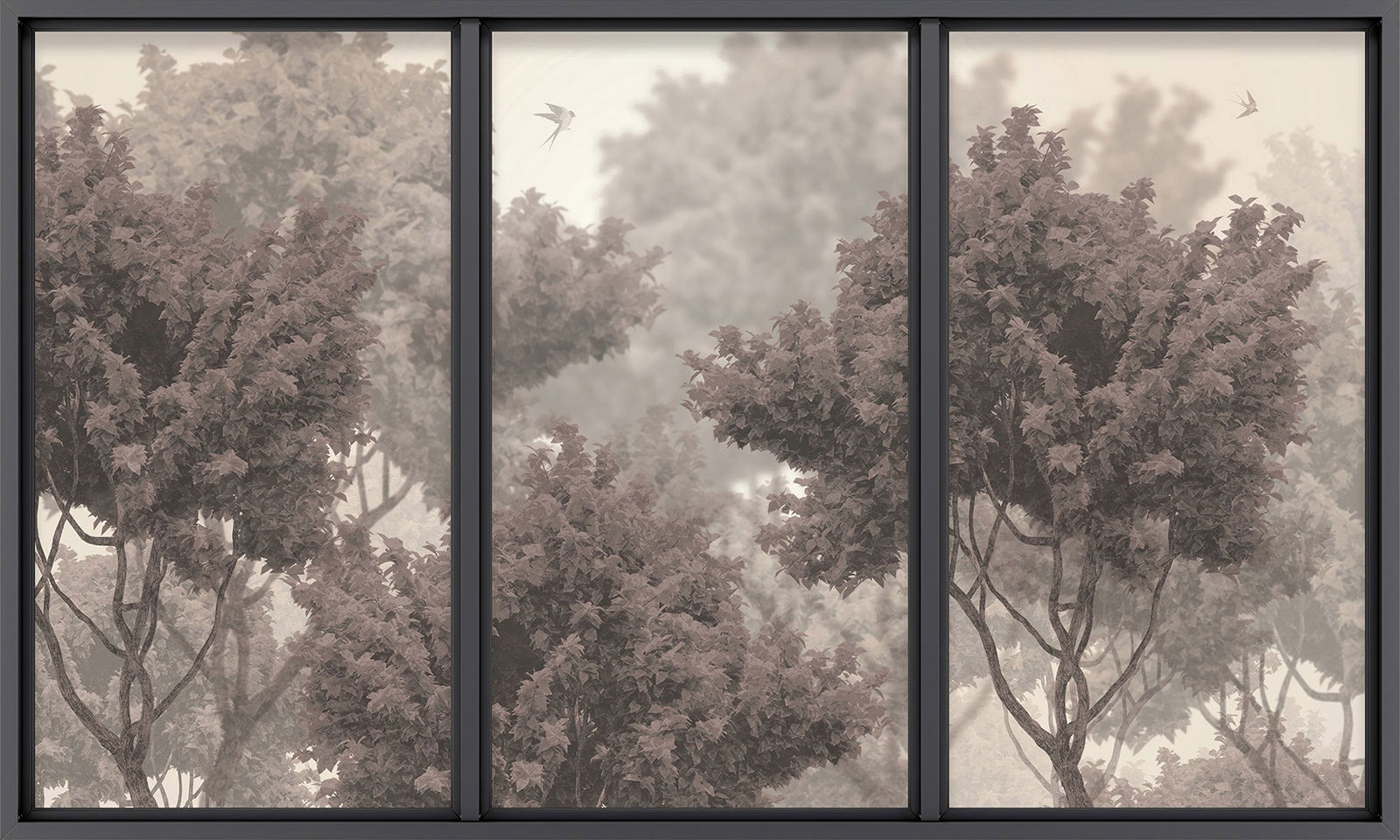 Papier peint panoramique Trompe l'oeil baie vitrée - Arbres - Largeur 325 cm x Hauteur 195 cm - 2