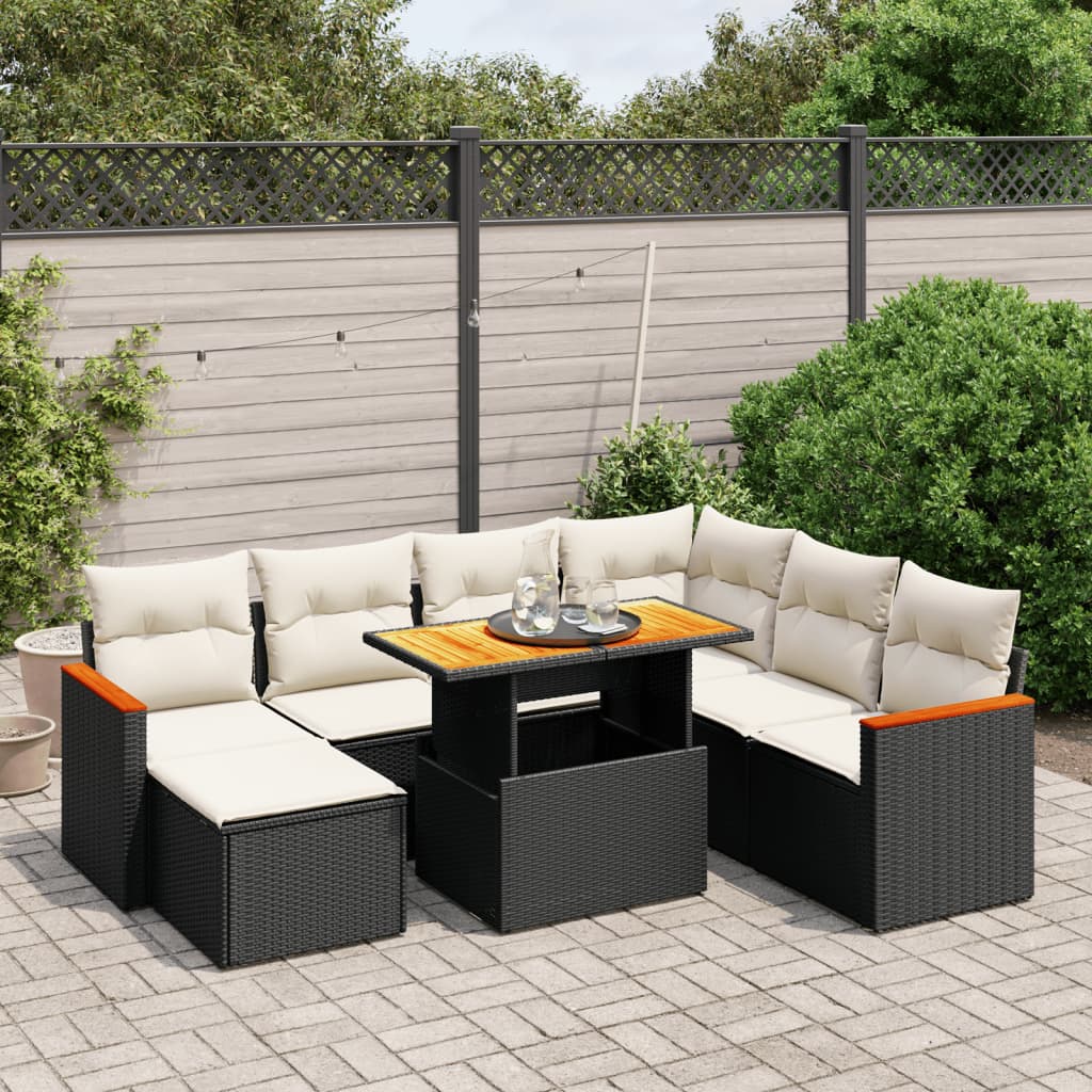 Salon Jardin 9pcs VidaXL - Table Et 8 Chaises Résine Tressée Noir