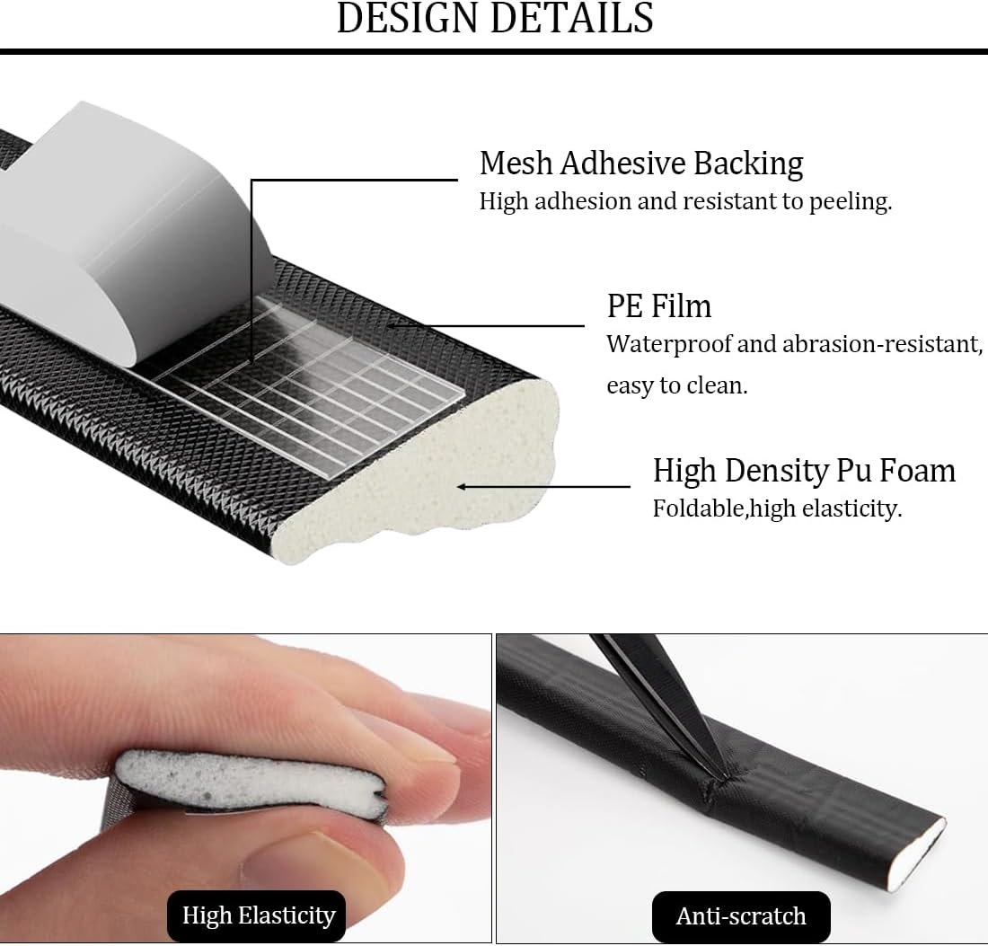 Burlete autoadhesivo para ventanas y puertas de 5 m - Sellado - Reduce el ruido y las corrientes de aire - 3