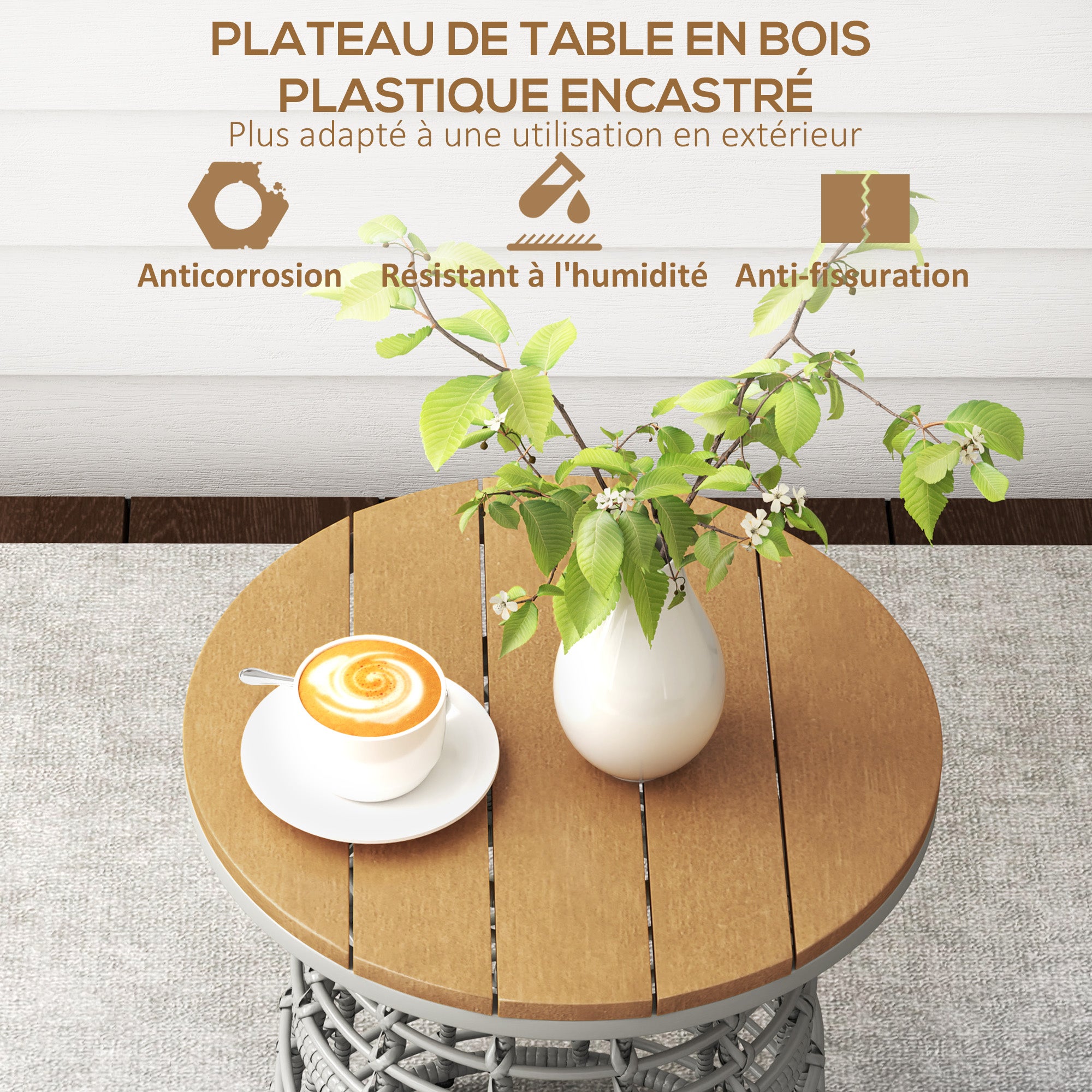 Table de jardin Résine tressée imitation rotin Outsunny - 5