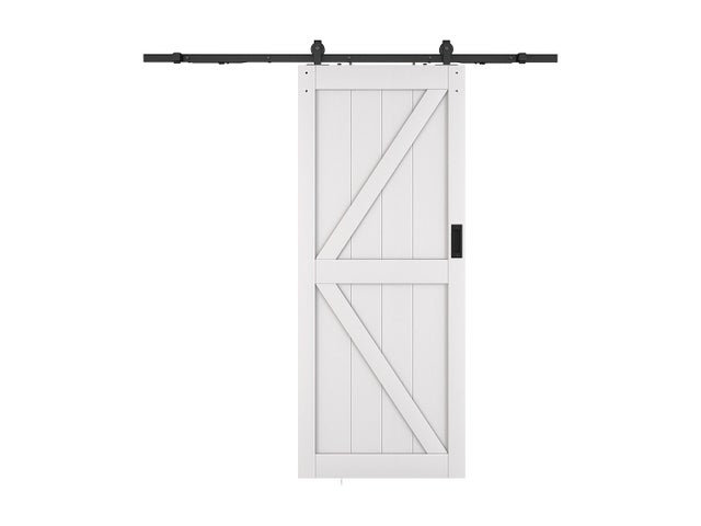 Porte coulissante avec système en applique - Bois et MDF - blanc - H205 x 93 cm - NEFARA
