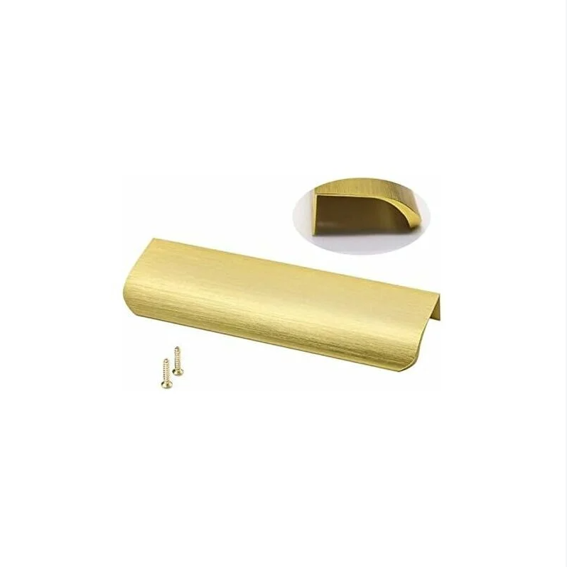 Zestaw 10 uchwytów - Niewidoczne aluminiowe uchwyty kuchenne 128 mm - Uchwyty do mebli kuchennych - Uchwyty z mosiądzu