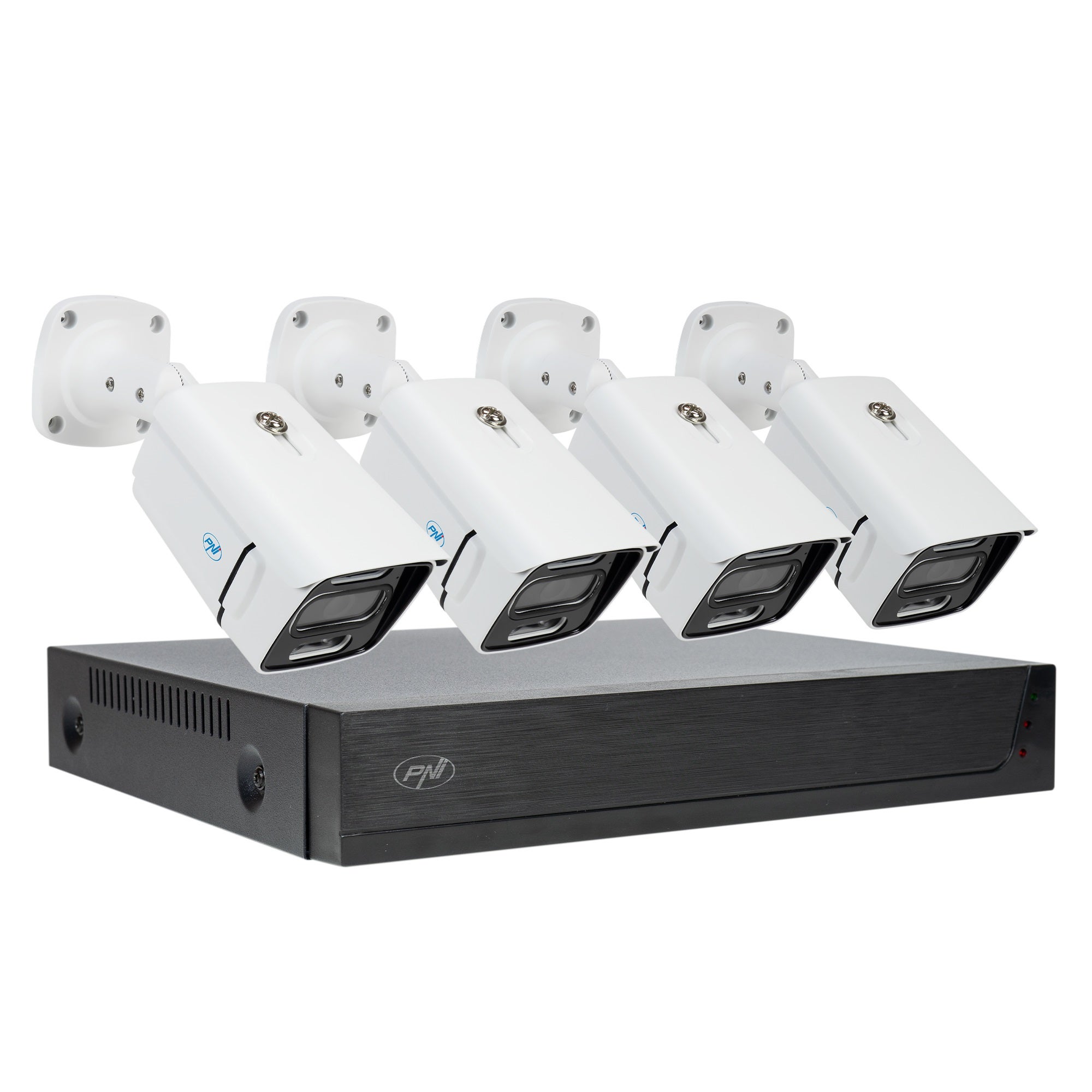 Kit de vidéosurveillance PNI House IPMAX POE 3LR, NVR avec 4 ports POE et 10 en réseau, ONVIF et 4 caméras IP 3MP, extérieur, Power over Ethernet - 4