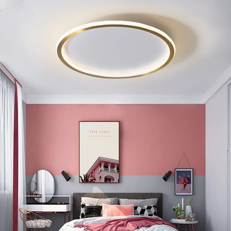Okrągła lampa sufitowa LED 36W – Złota – Neutralne światło – Średnica 30 cm – Nadaje się do oświetlenia wnętrz, takich jak salony, sypialnie itp.