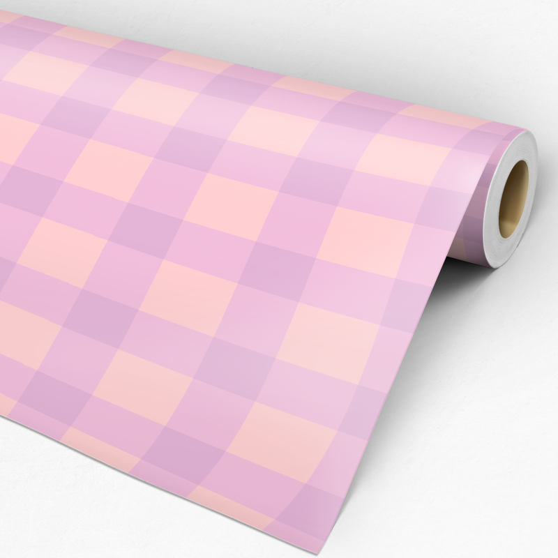 Papel de parede xadrez cor-de-rosa e lilás 58cm largura 250cm alto - 2