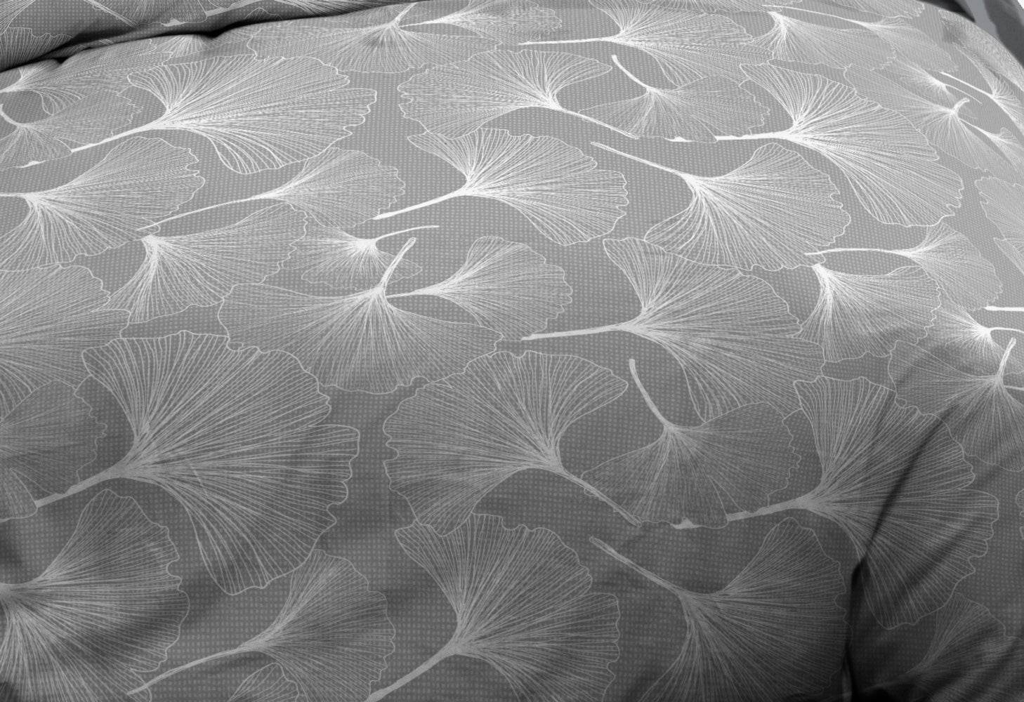 Parure Drap plat + drap-housse 140x190 + 2 T - Pur coton 57 fils - Biloba gris - 2