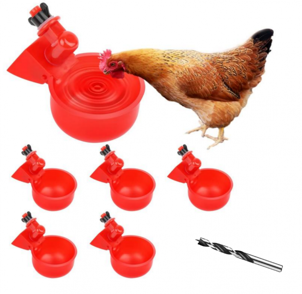 Zestaw automatycznego poidła dla kurczaków z wiertłem 9 mm, karmnik dla kurczaków, kaczek, gęsi, indyków, gołębi i innego drobiu