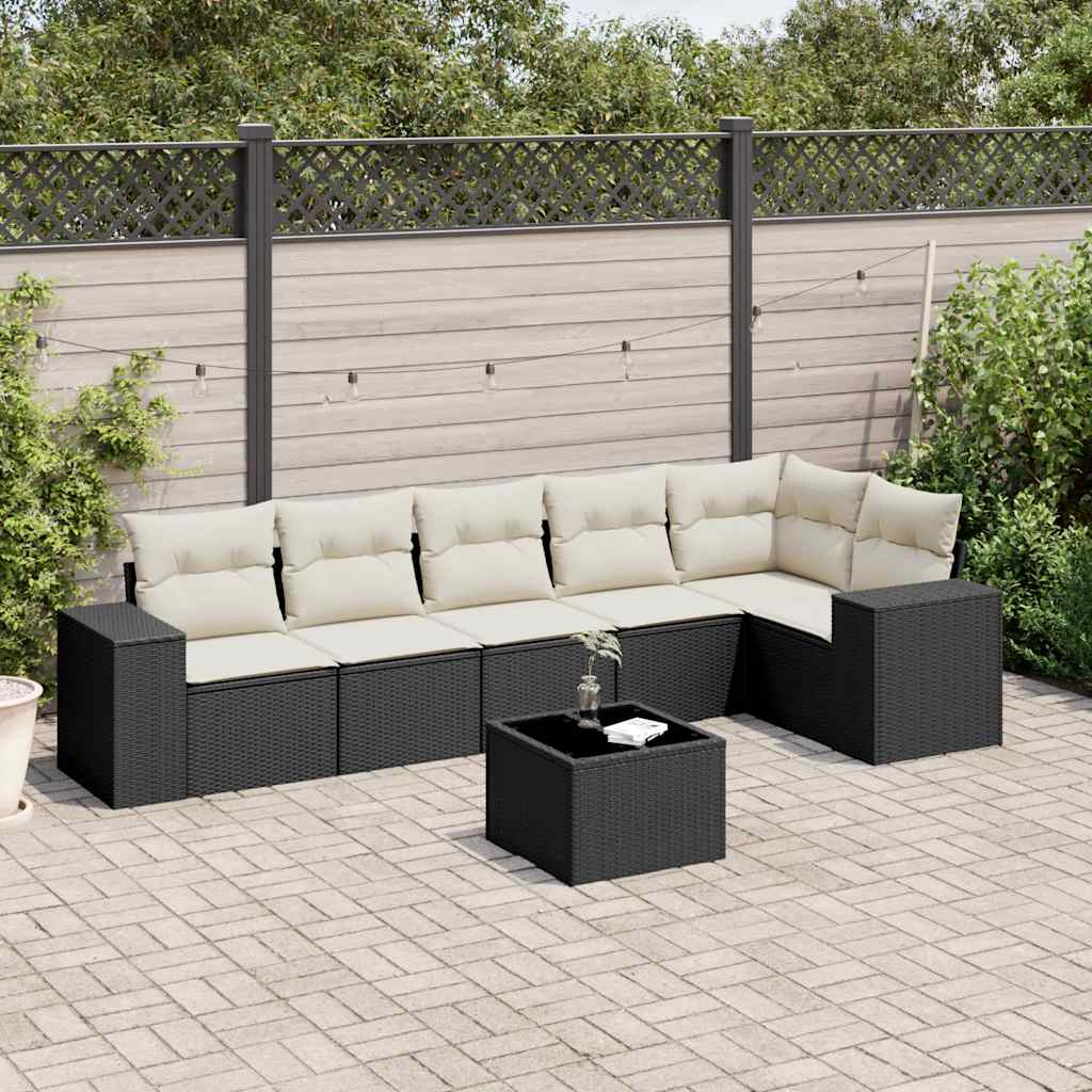 Salon bas de jardin en Rattan synthétique Noir 12 personnes | Leroy Merlin
