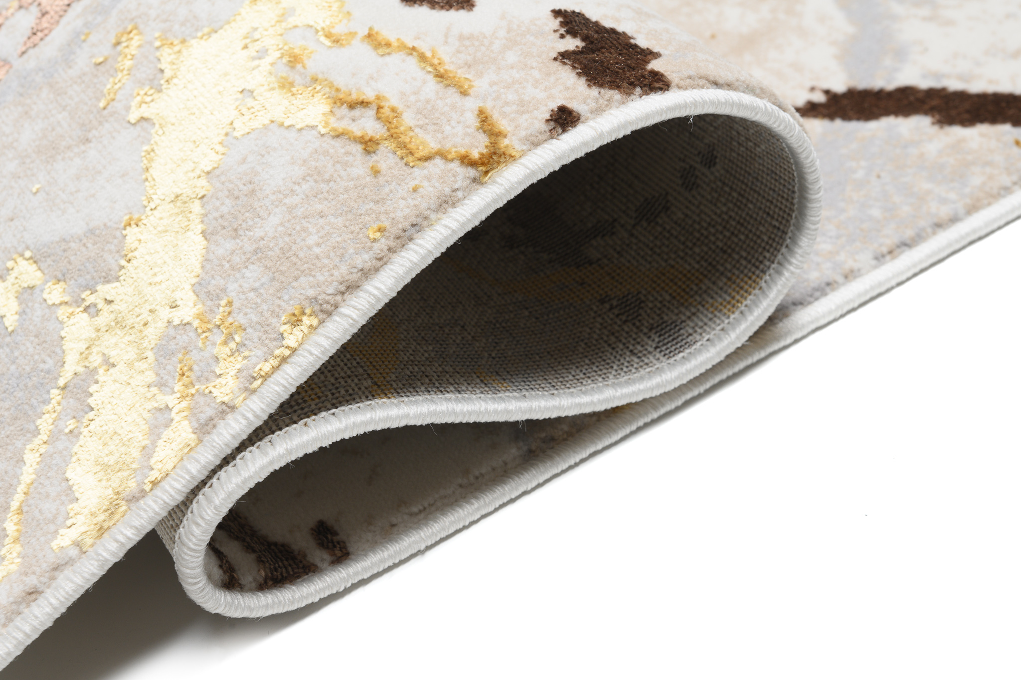 TAPISO Golden Tapis de Salon Moderne Marron Or Beige Crème Moucheté Motif Abstrait Doux Poil Court 80 x 150 cm - 8