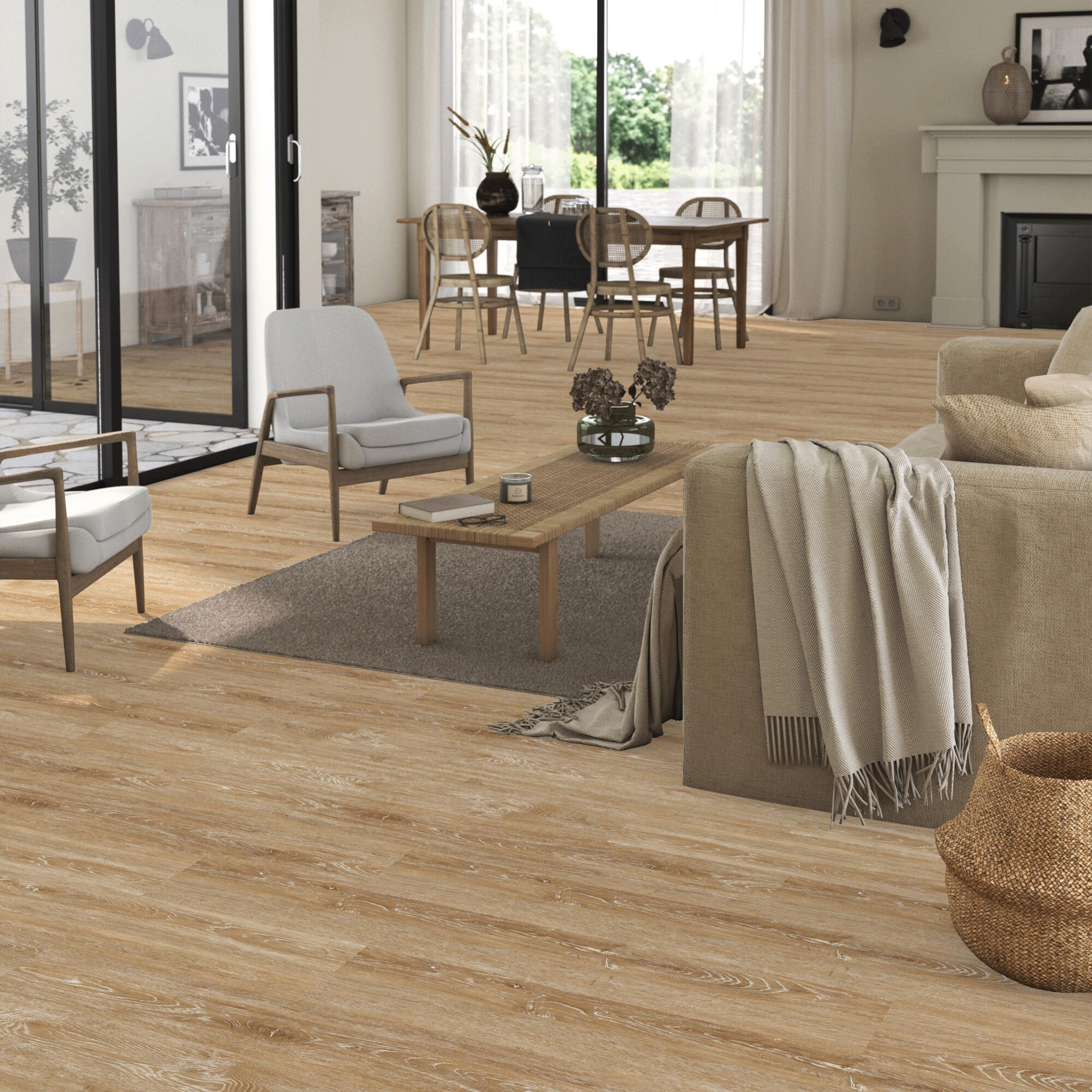 Artens - suelo de pvc - wharton 2 lamas de pvc con clip - intenso - imitación madera - beige claro - dimensiones l.122 cm x l.18 cm - espesor 4,5 mm -