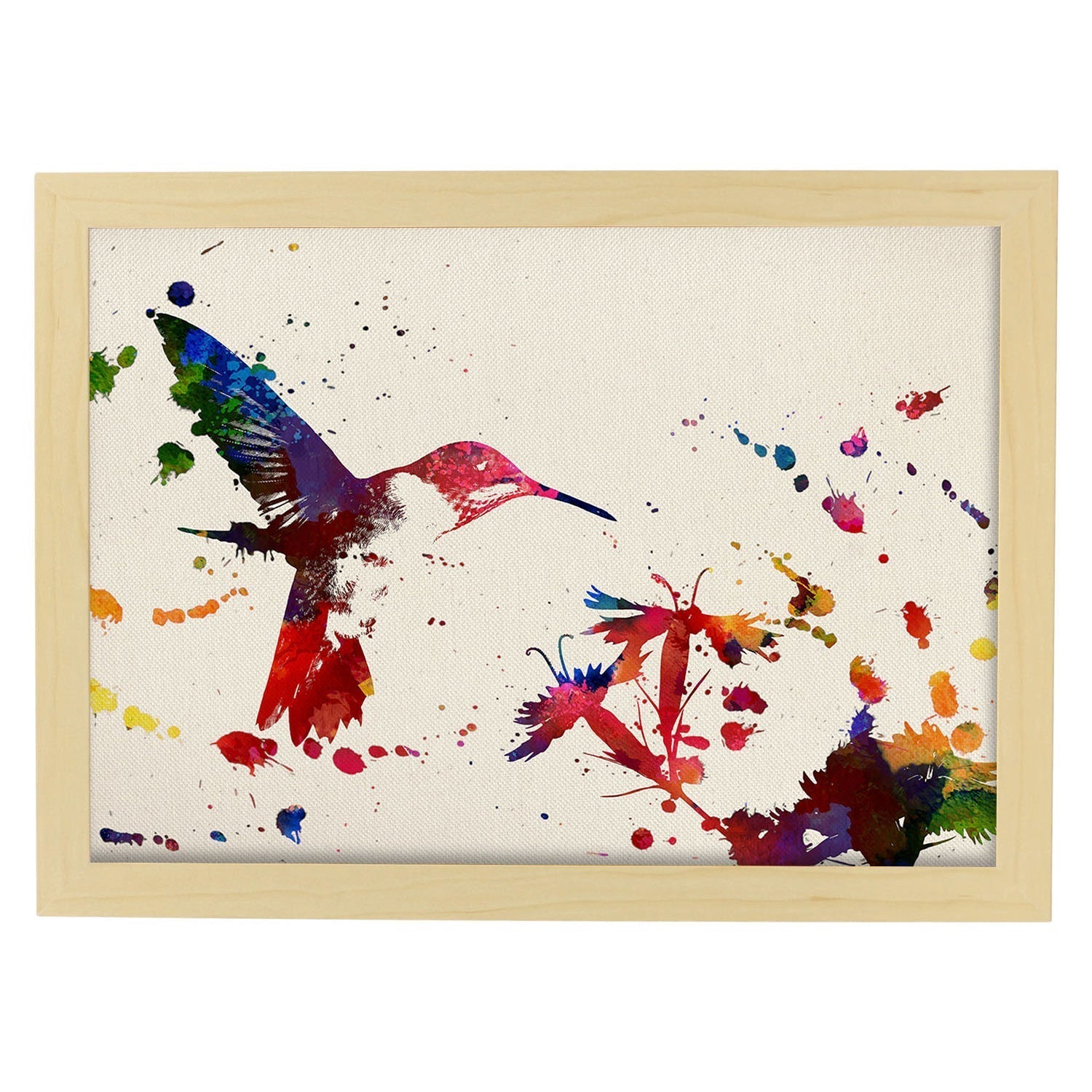 Affiche D'oiseau Et De Branche Avec Conception Aquarelle. Mélange De Tranches Avec Le Style Acuarela Blanco A4 - 2