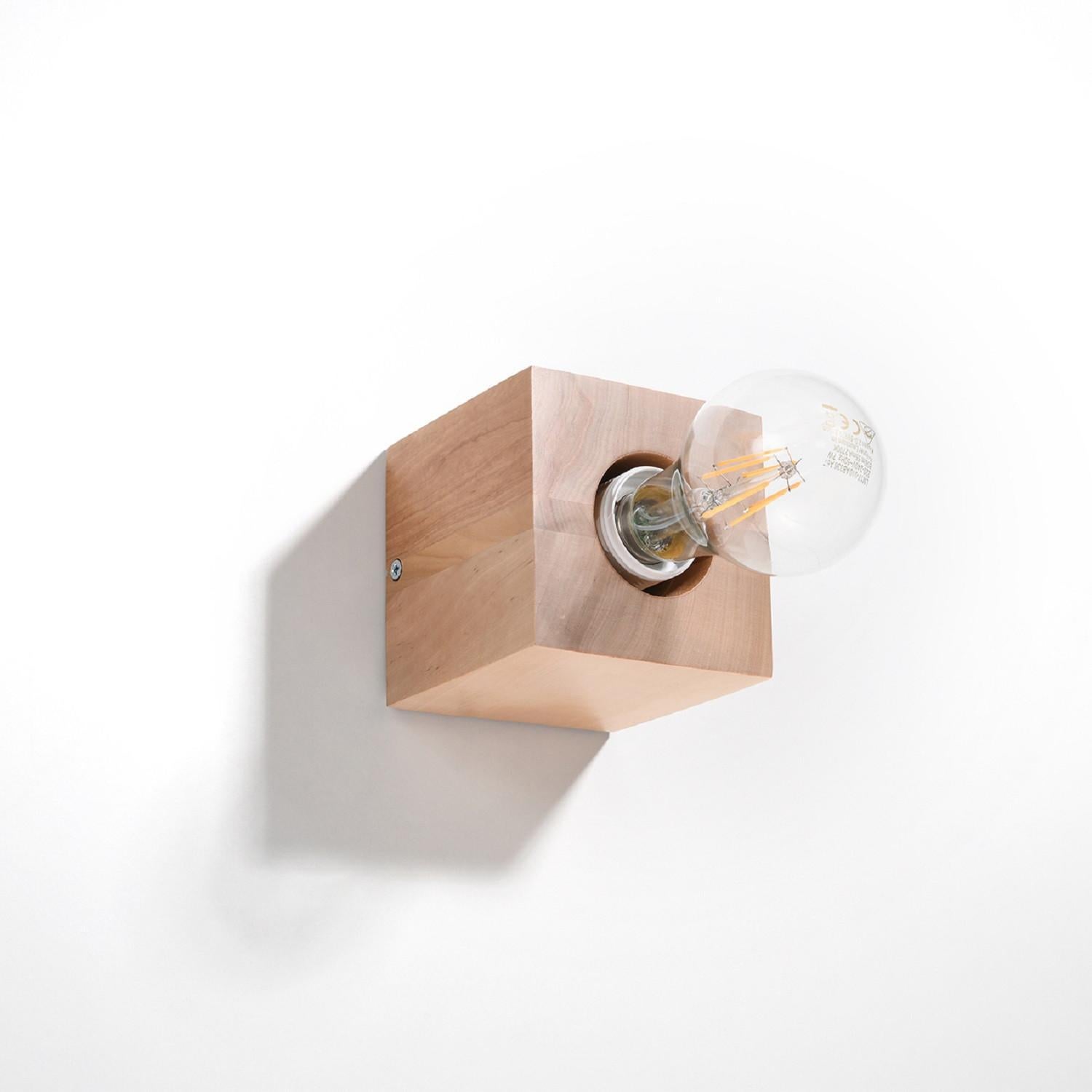 Kinkiet ścienny Ariz jasne drewno 1xE27x60W wym: 10 x 10 x 10 cm metal IP20 Sollux Lighting