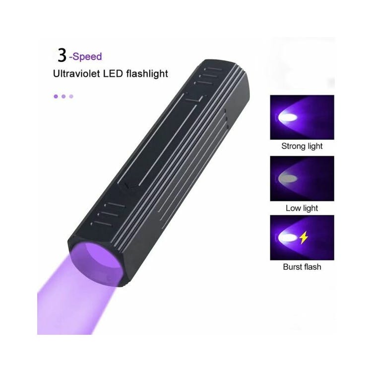 Torcia UV ricaricabile da 365 nm con filtro nero per la polimerizzazione di resine e minerali - 4
