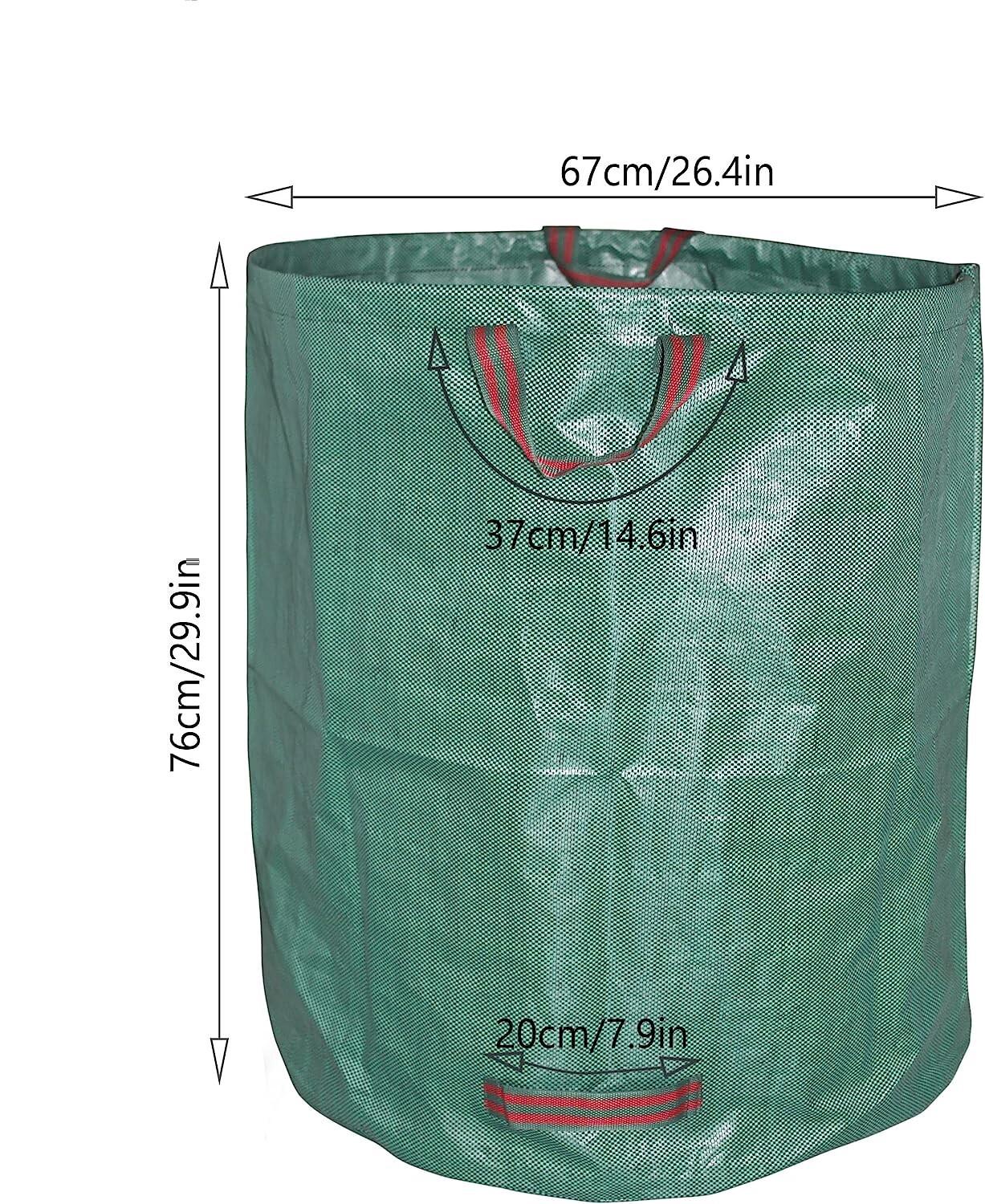 6X Sacs à Déchets de Jardin Avec Poignées - 272L Haute Capacité et Double Fond - Stable Aux UV et Hydrofuge - Sac de Jardin Réutilisable et Stable - 2