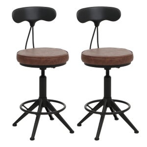 ARIZONA - Lot de 2 tabourets de bar simili cuir marron | Leroy Merlin