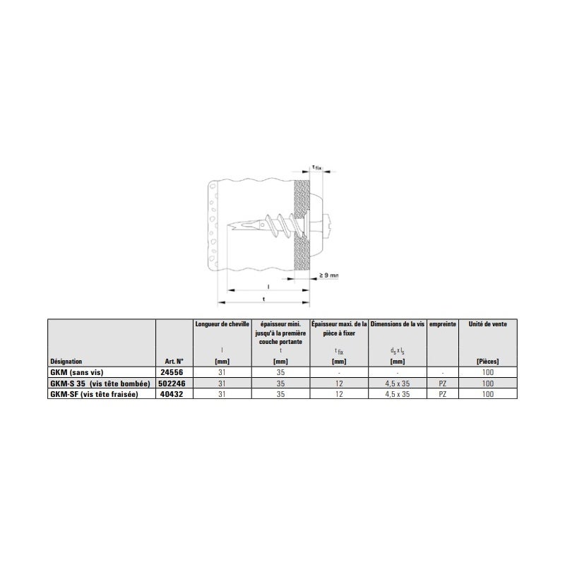 Fischer - Chevilles GKM-S 35 (boite de 100 pieces) - 502246 - 4