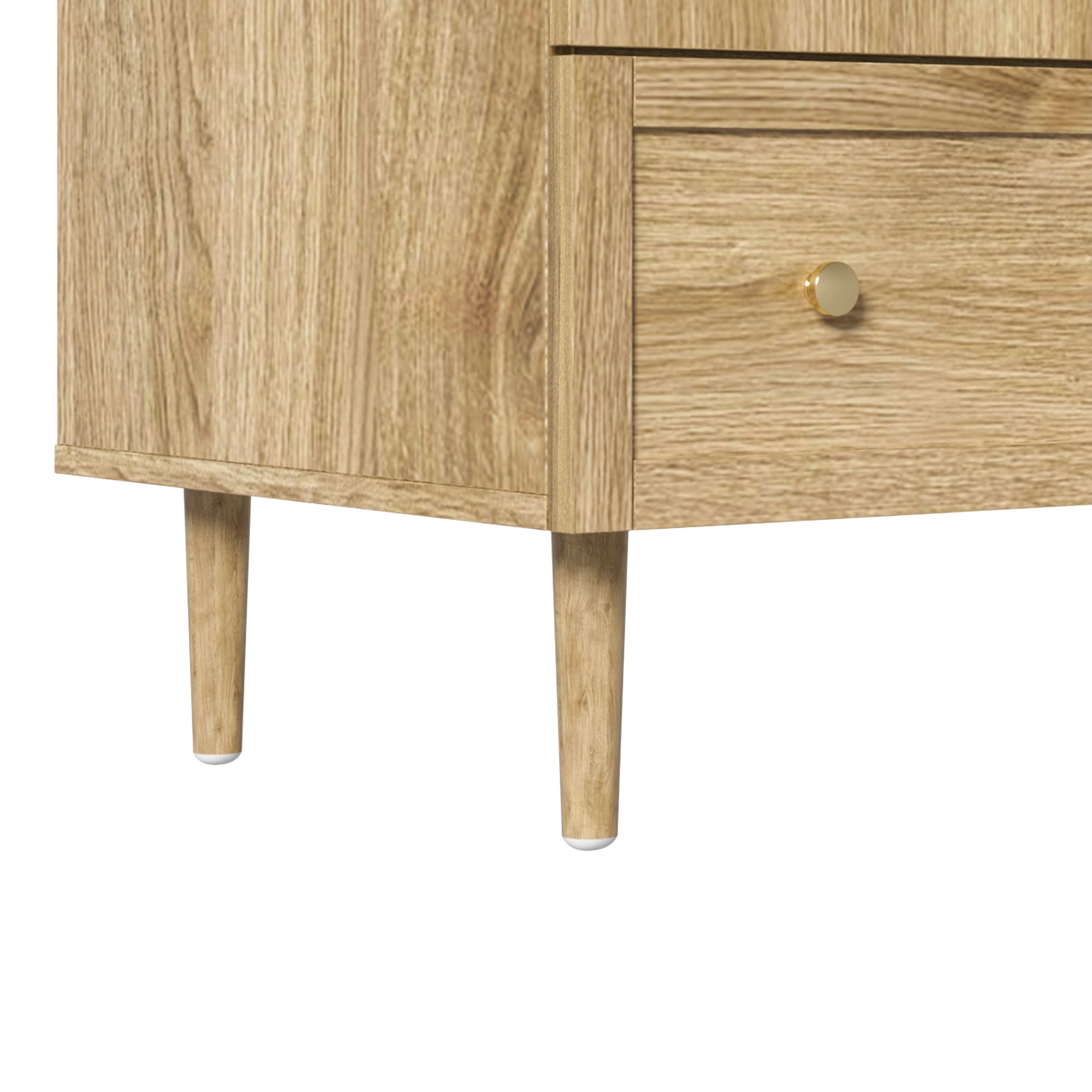 Szafa 79x50x175cm - 2 drzwi i 1 szuflada - Wykończenie dębowe - Nogi drewniane - Płyta MDF - Naturalna - 9