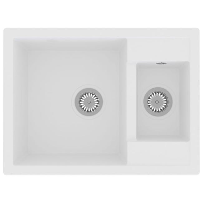 Fregadero De Cocina Dos Senos Con Rebosadero 58 X 44 Cm Granito Blanco Fregadero de cocina dos senos con rebosadero 58 x 44 cm granito blanco