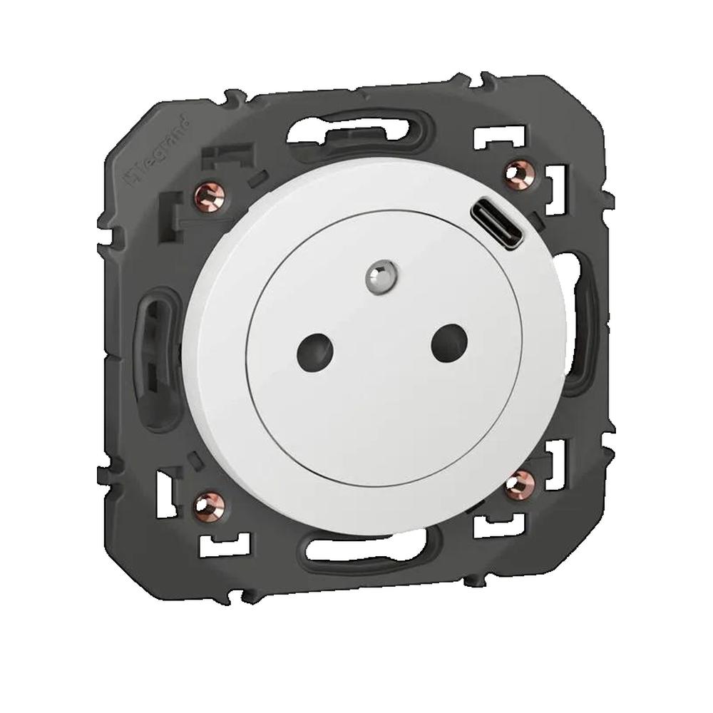 Gniazdko elektryczne Legrand z ładowarką USB Typ C białe błyszczące