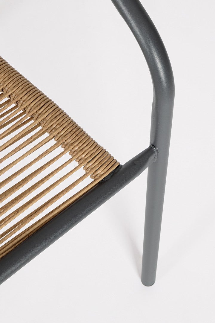 Chaise avec accoudoirs en acier et assise et dossier en fibre synthétique, anthracite - 7