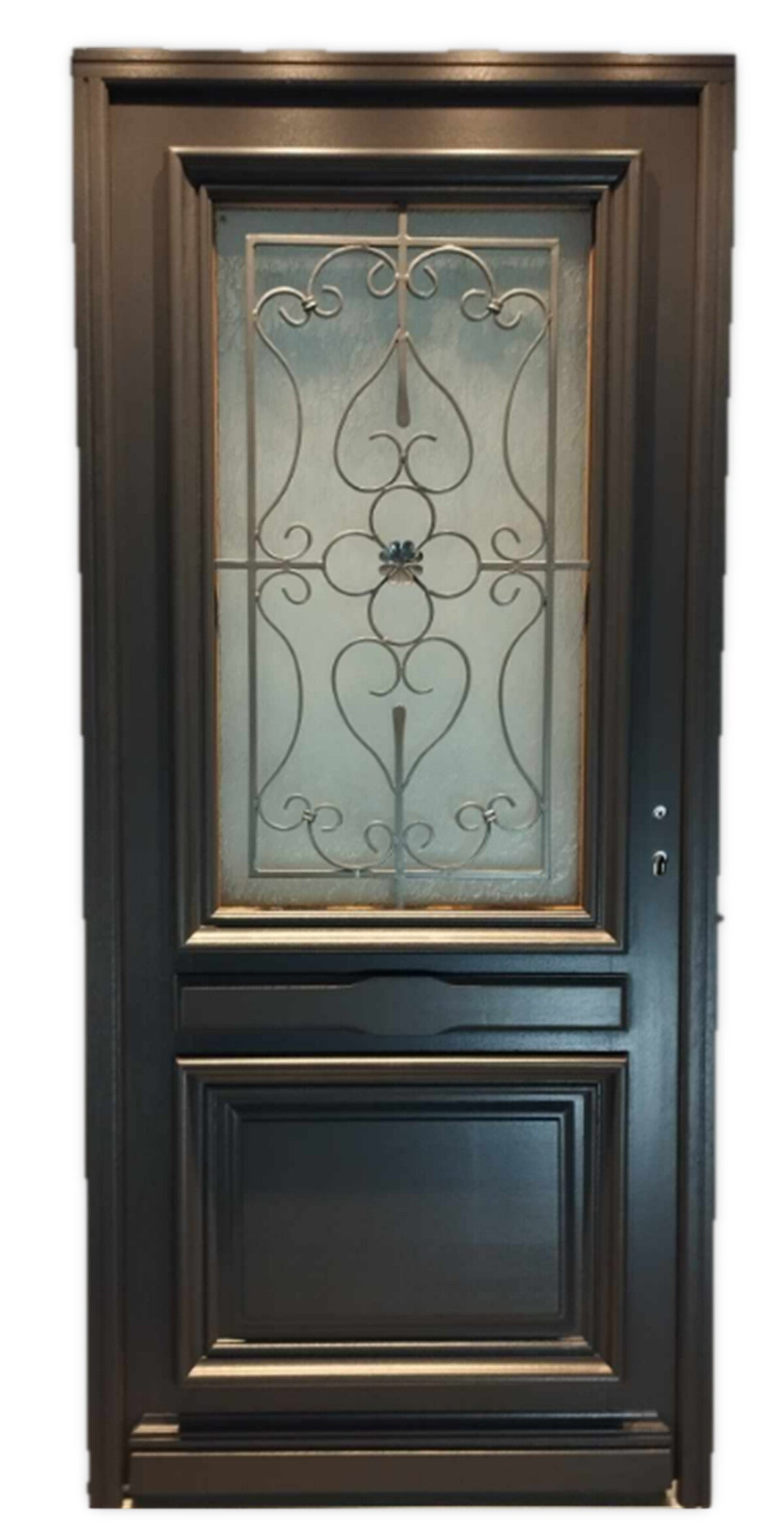 Porte D'entrée Bois Vitrée Candice Gris Anthr, H215 X L90 Cm Côte Tableau P. Gauche Gd Menuiseries - 2