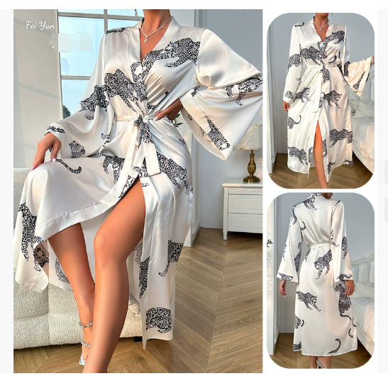 Peignoir de bain kimono en satin et soie pour femme - 3