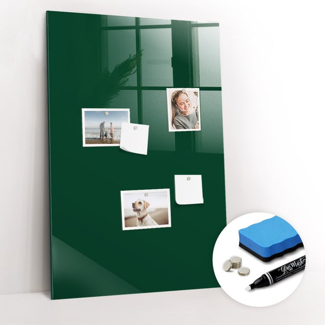 Lavagna Magnetica Murale, Tulup - 60x90 cm - Verde bottiglia, 5 magneti, spugna, pennarello bianco