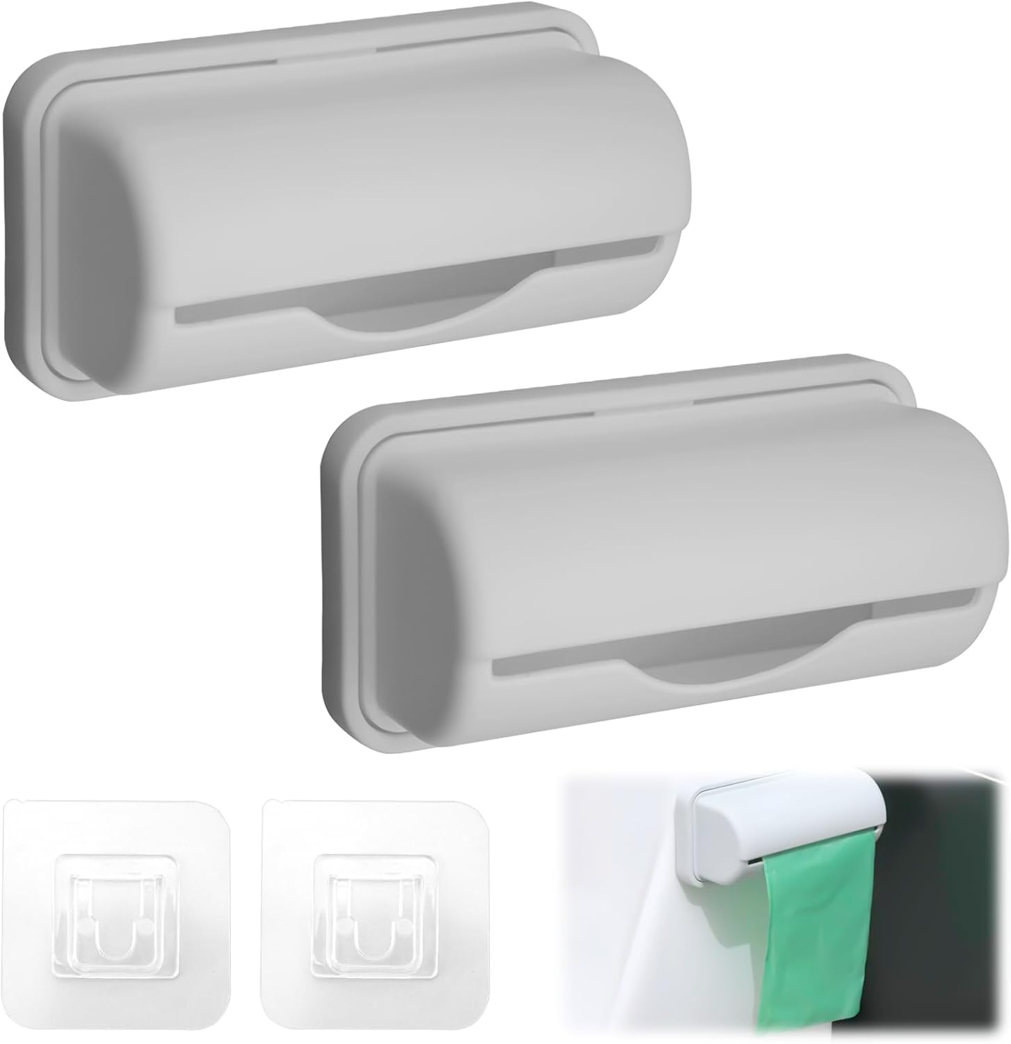 Thapncow Lot De 2 Distributeurs Muraux Sacs Poubelle – Support Adhésif PP, Cuisine & Salle De Bain, 15x7.5cm