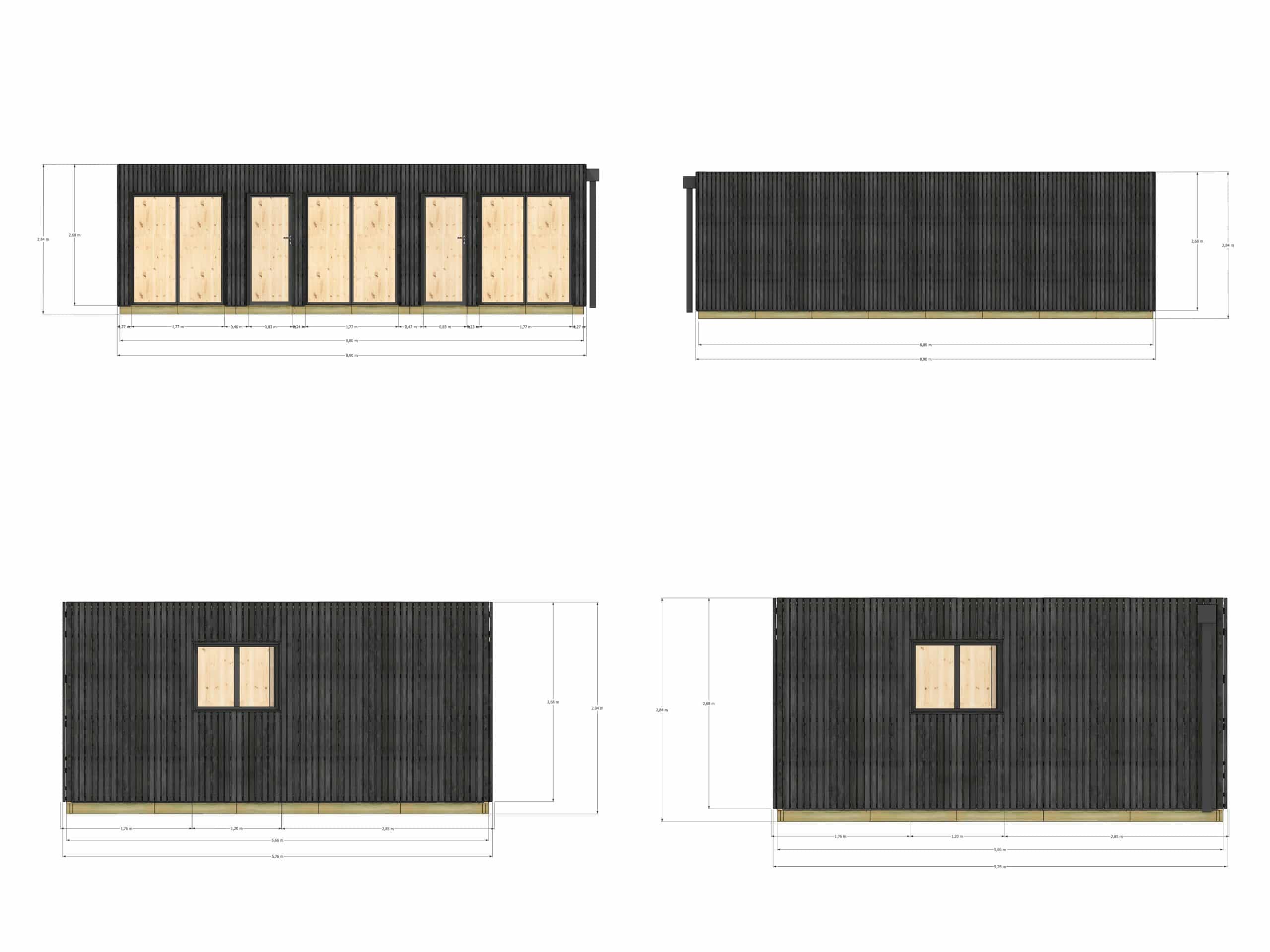 Bureau de jardin bois en bois 8,8 x 5,7 x 2,7 m avec plancher isolé / menuiseries alu k-line - 4