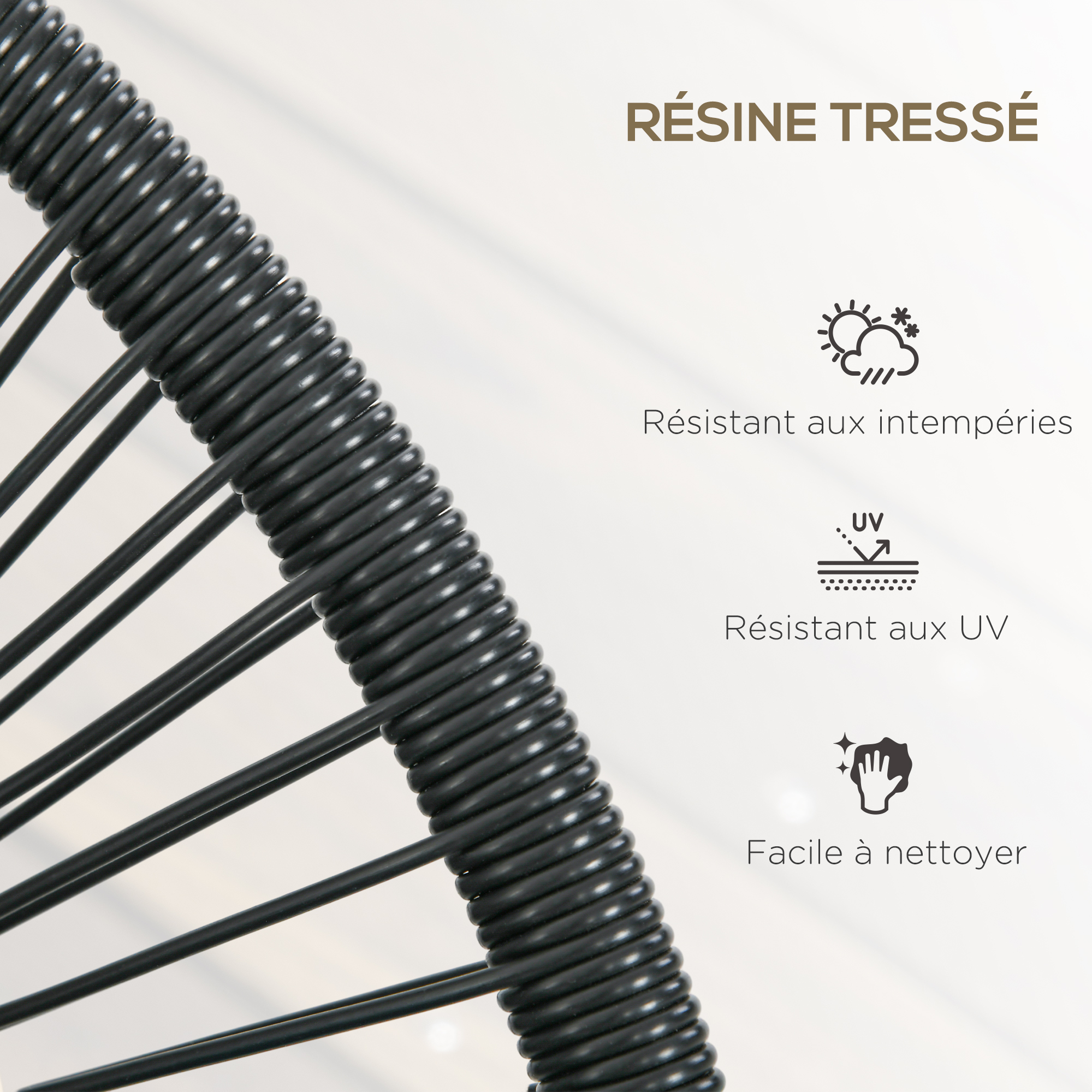 Banc de jardin 2 places design Acapulco 2 coussins métal résine filaire - 5