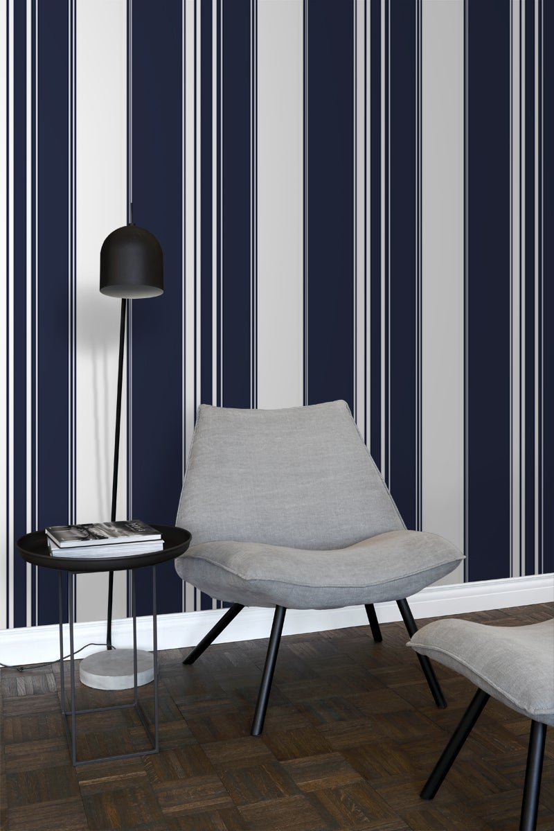 Papier peint à rayures bleu marine - 53 cm x 10.05 m - ESTAhome - 5