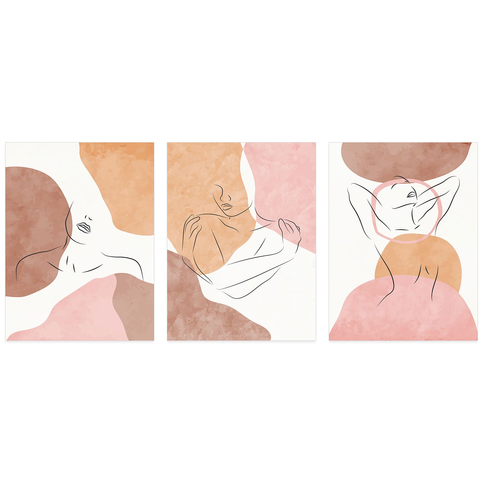 Lot de 3 Affiches / Posters Triptyque - Femmes Abstrait 3617689987453 - Bordure blanche - 3 Affiches - 21x29,7 cm (Cadres non fournis) - 2
