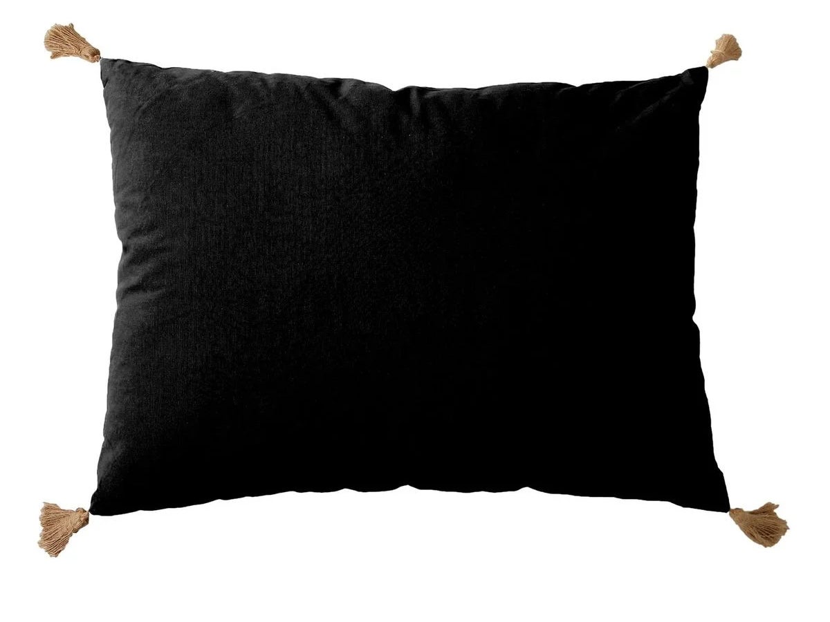 Coussin Panama avec pompons jute Ecru 50 x70 cm - Enjoy Home