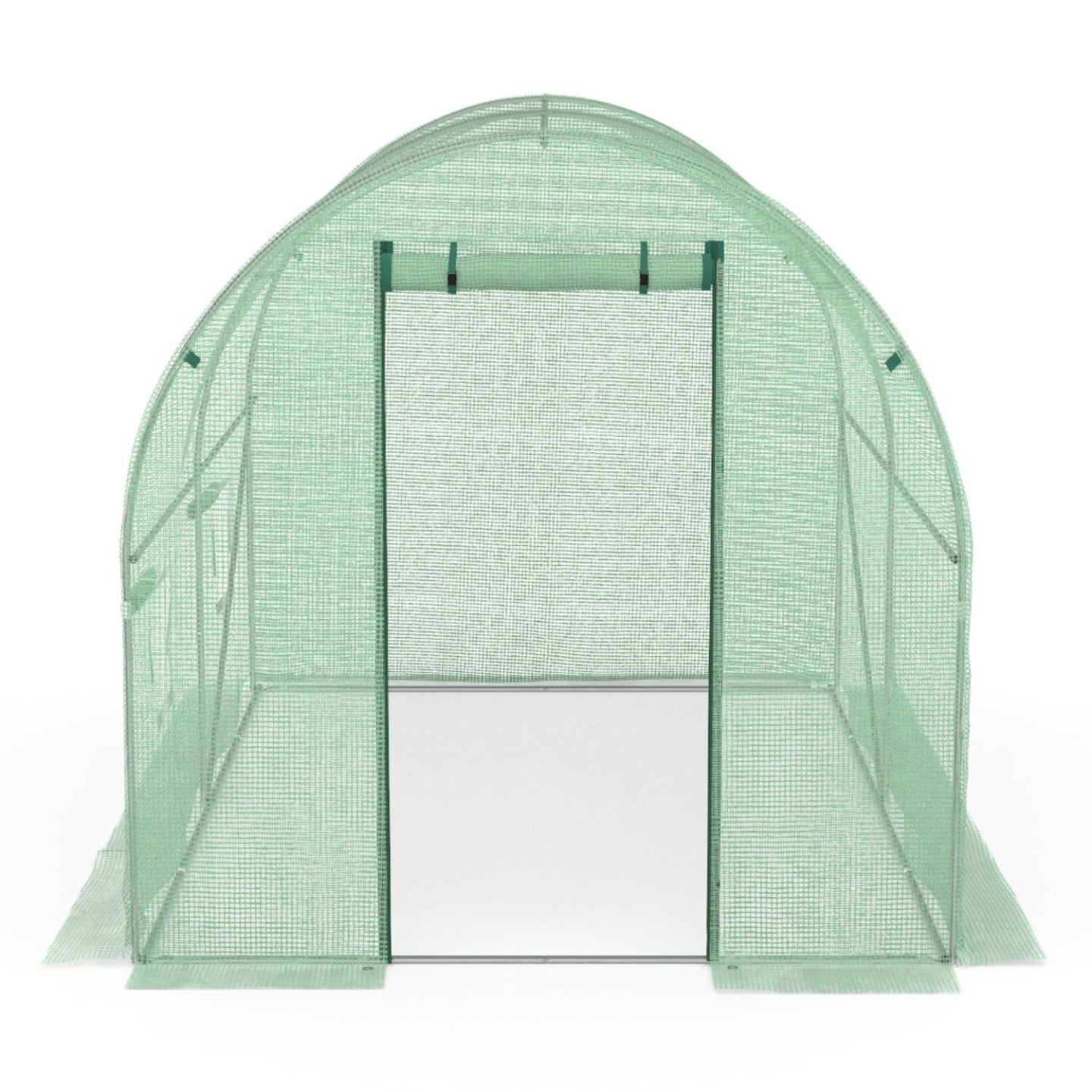 Bâche de rechange pour serre de jardin tunnel 6m² 3 x 2 x 2 m anti-UV avec porte et fenêtres ROMA verte - 4